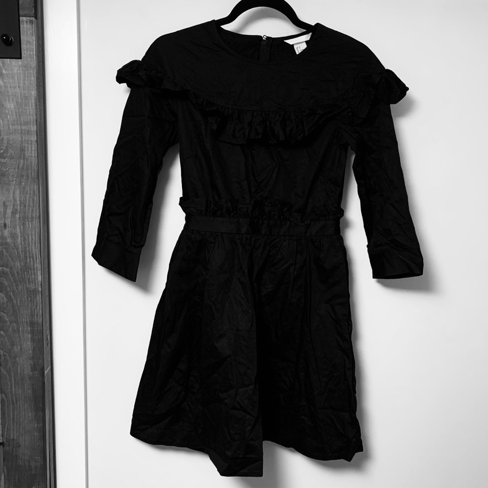 H&M Black Dress with Frills on the Chest and Hip Size 4